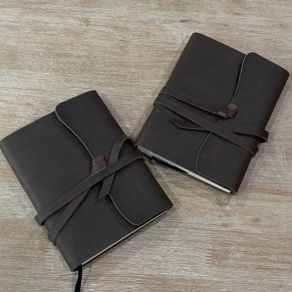 NWOT Chic Exquise Designs Handmade Soft Cover Leather Notebooks, Set of 2 - Picture 2 of 7